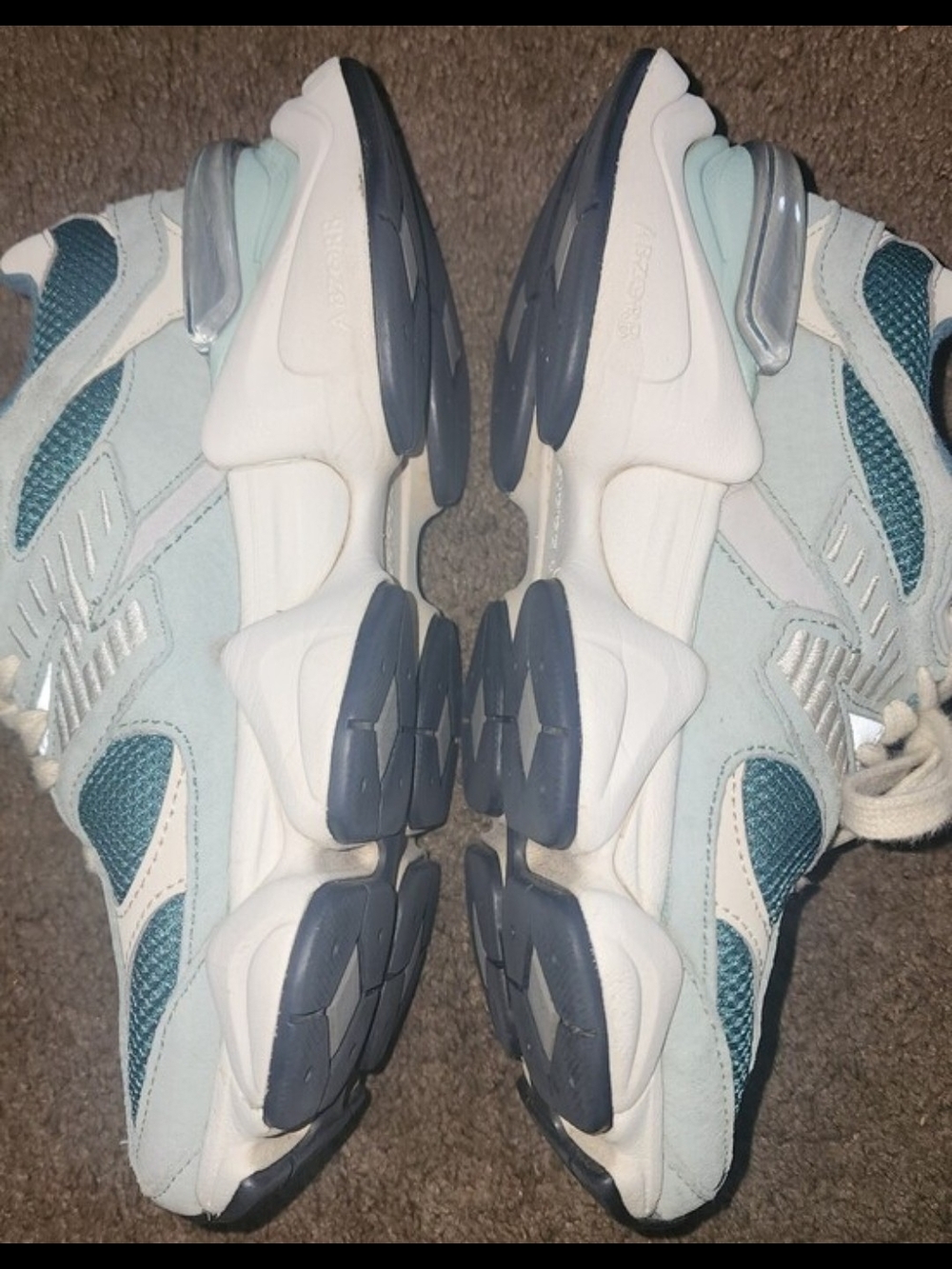 New Balance light blue shoe interior tag
